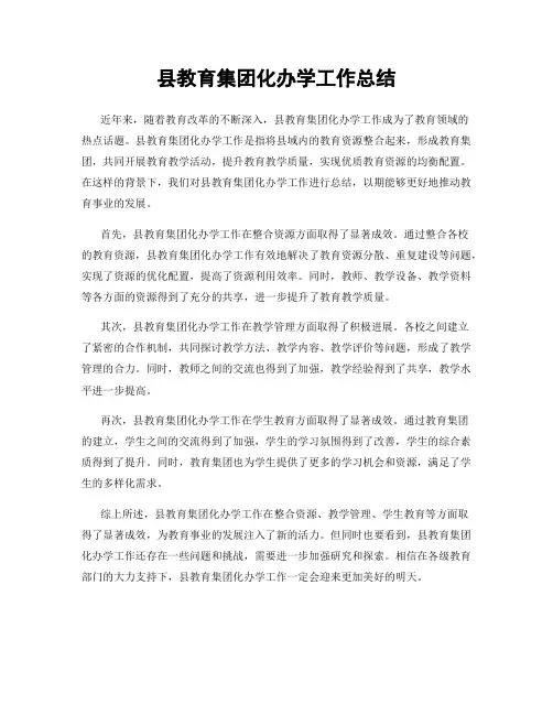 县教育集团化办学工作总结