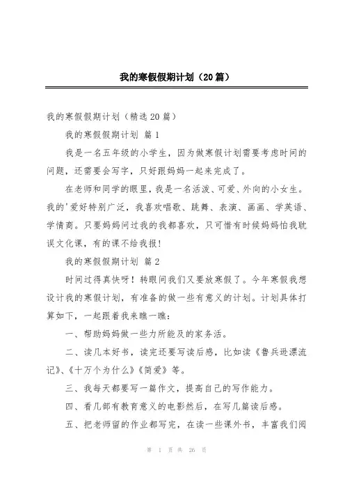 2024年我的寒假假期计划(20篇)