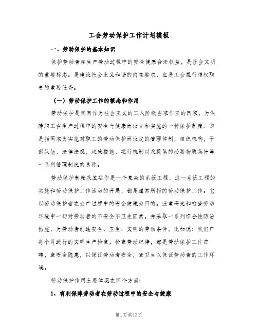 2024年工会劳动保护工作计划模板（五篇）