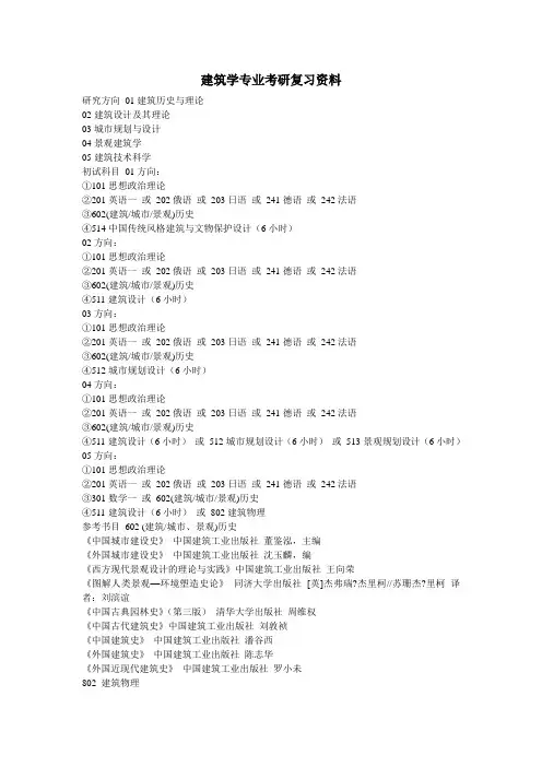 建筑学专业考研复习资料