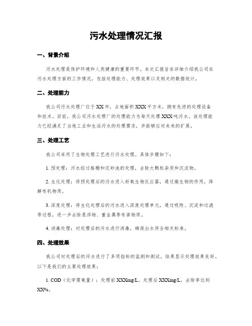 污水处理情况汇报
