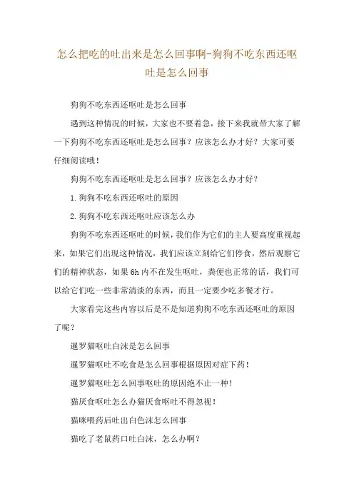 怎么把吃的吐出来是怎么回事啊-狗狗不吃东西还呕吐是怎么回事