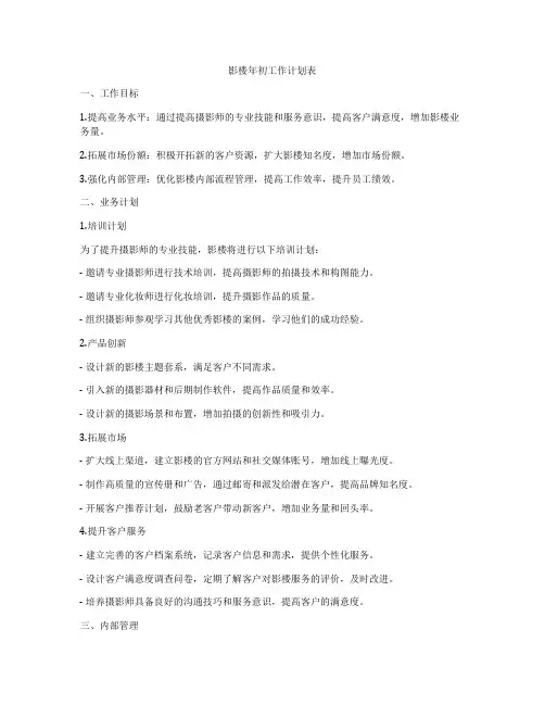 影楼年初工作计划表