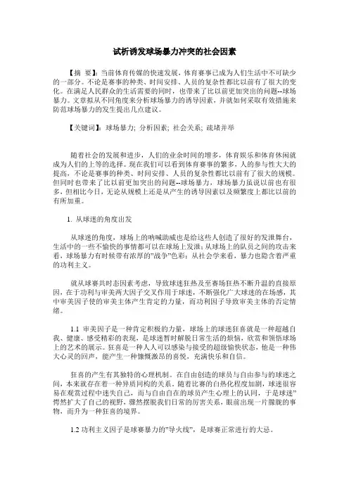试析诱发球场暴力冲突的社会因素