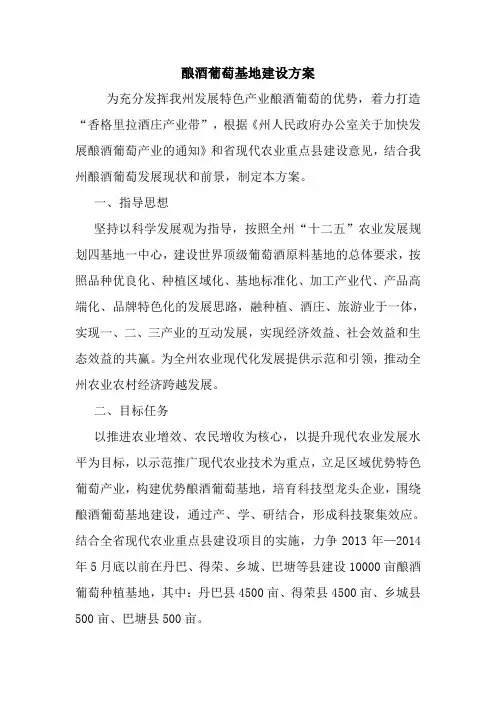 最新优秀范文：酿酒葡萄基地建设方案 方案 总结 计划 措施 报告.doc