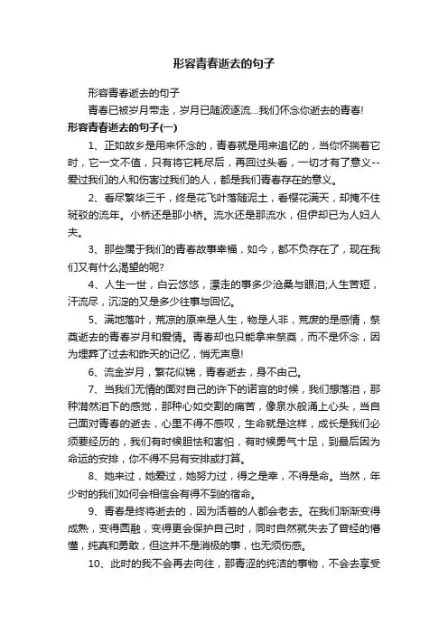 形容青春逝去的句子
