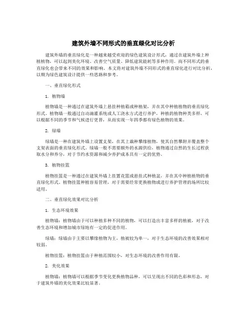 建筑外墙不同形式的垂直绿化对比分析
