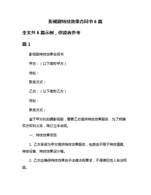 影视剧特技效果合同书6篇