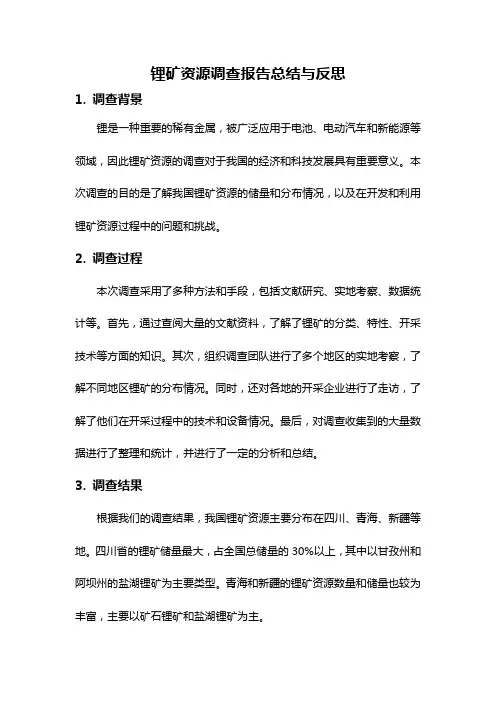 锂矿资源调查报告总结与反思