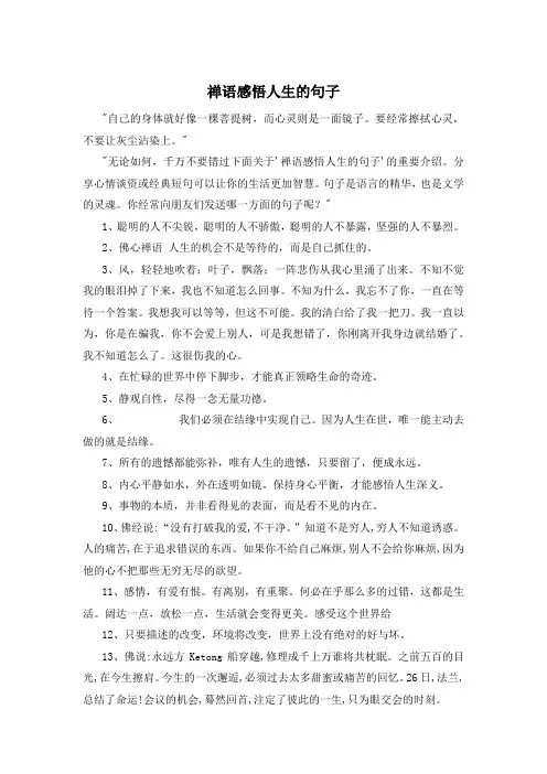 禅语感悟人生的句子
