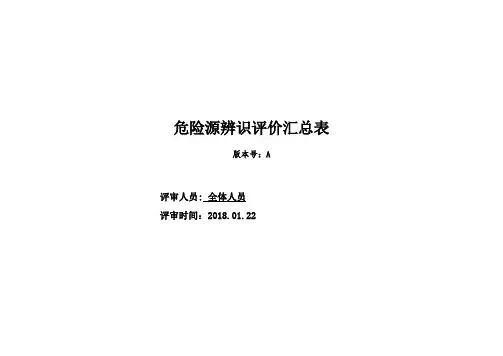 危险源辨识、评价汇总表