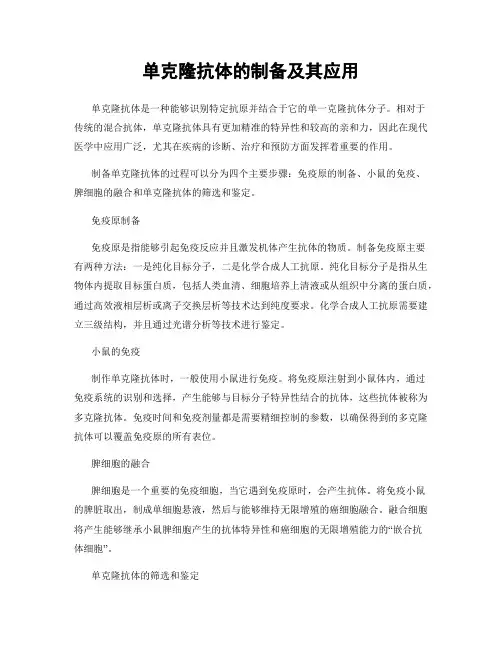 单克隆抗体的制备及其应用
