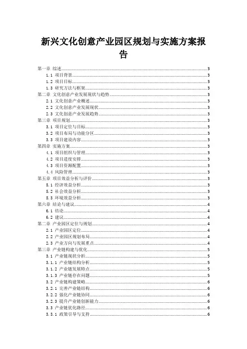 新兴文化创意产业园区规划与实施方案报告