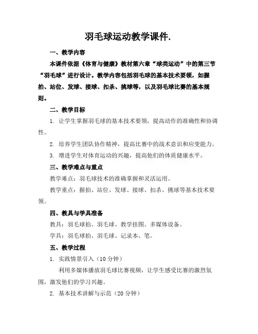 羽毛球运动教学课件.
