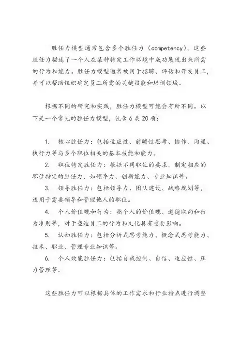 胜任力模型 6类20项