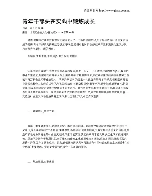 青年干部要在实践中锻炼成长