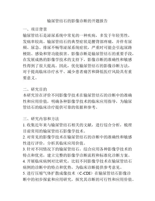 输尿管结石的影像诊断的开题报告