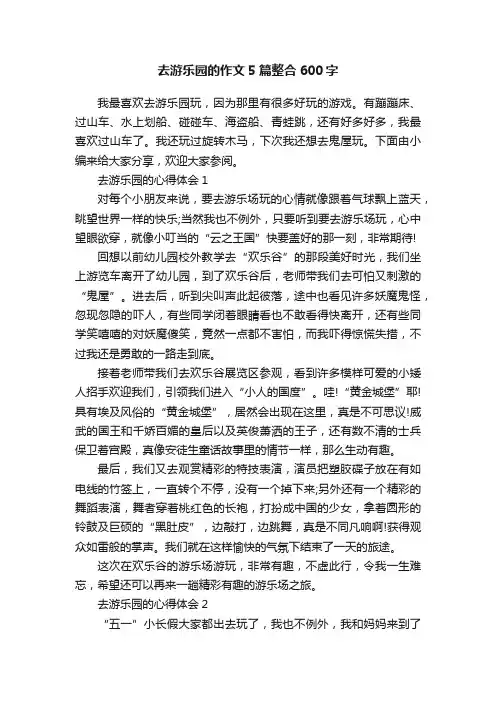 去游乐园的作文5篇整合600字