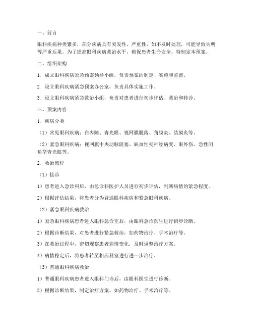 眼科疾病紧急预案