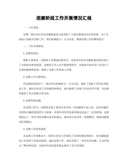 巡察阶段工作开展情况汇报