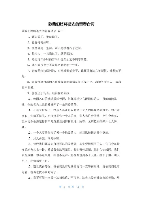 致我们终将逝去的青春台词
