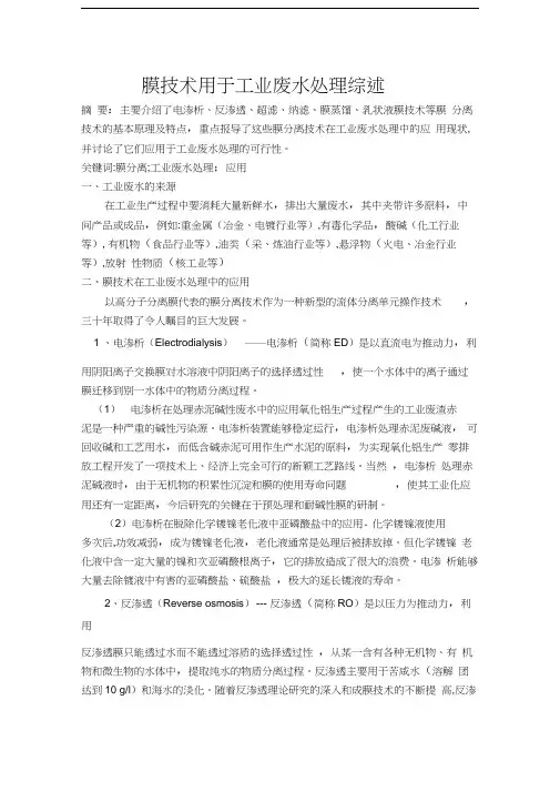 工业废水处理综述word版本