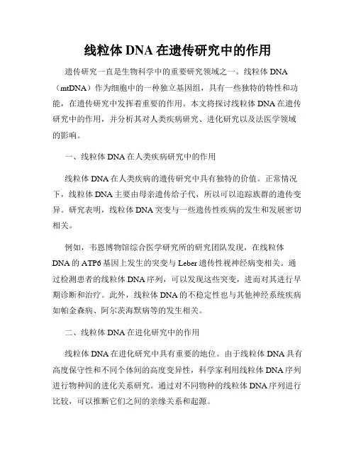 线粒体DNA在遗传研究中的作用