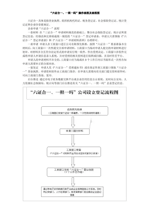 六证合一、一照一码操作流程及流程图