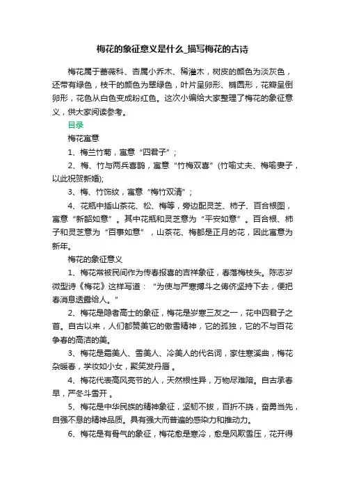 梅花的象征意义是什么_描写梅花的古诗