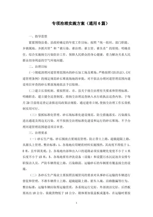 专项治理实施方案(最新)