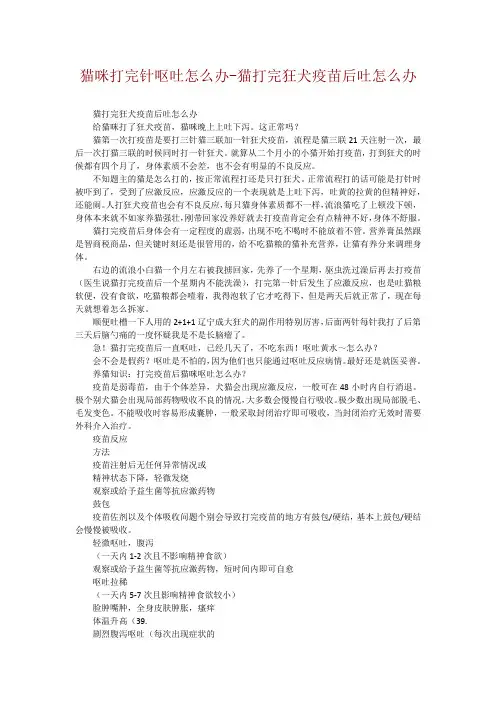 猫咪打完针呕吐怎么办-猫打完狂犬疫苗后吐怎么办