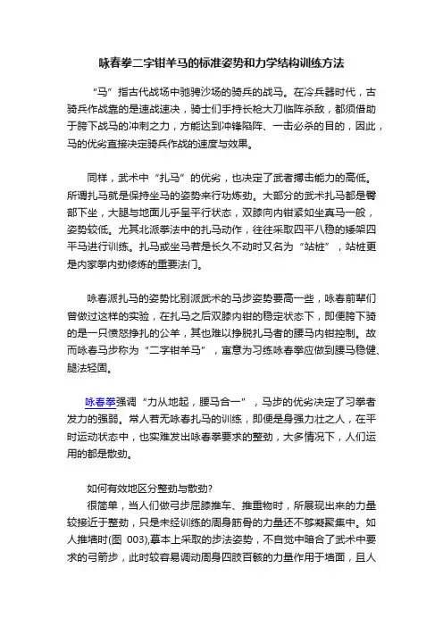 咏春拳二字钳羊马的标准姿势和力学结构训练方法