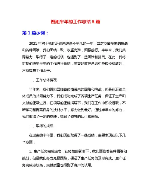 班组半年的工作总结5篇