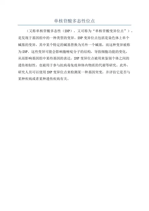 单核苷酸多态性位点