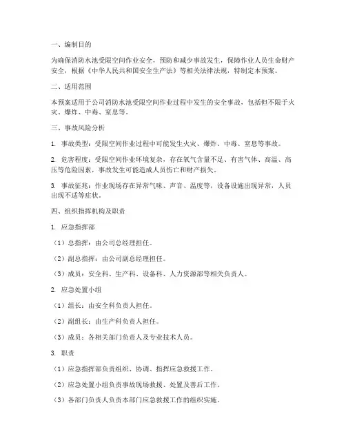 消防水池受限空间应急预案