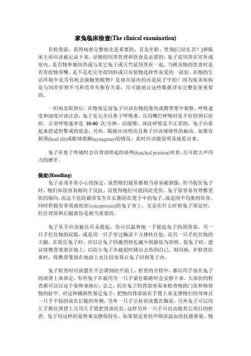 家兔临床检查(The clinical examination)