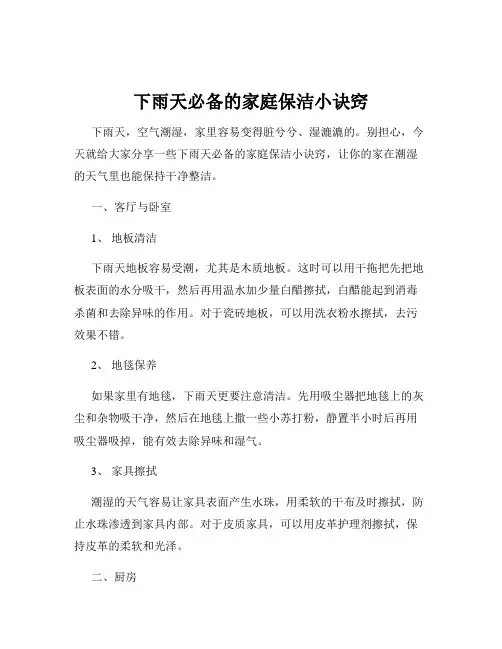 下雨天必备的家庭保洁小诀窍