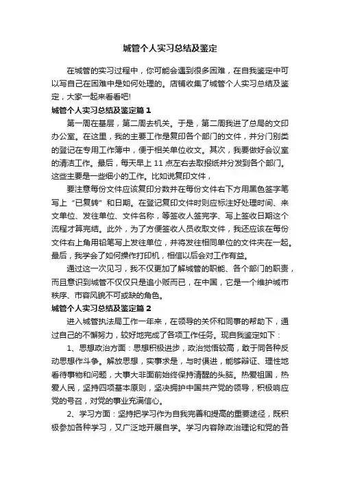 城管个人实习总结及鉴定