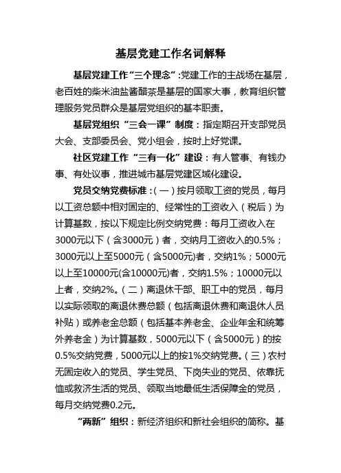 基层党建工作名词解释