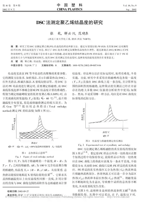 DSC法测定聚乙烯结晶度的研究