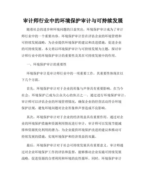 审计师行业中的环境保护审计与可持续发展