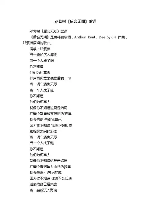 邓紫棋《后会无期》歌词
