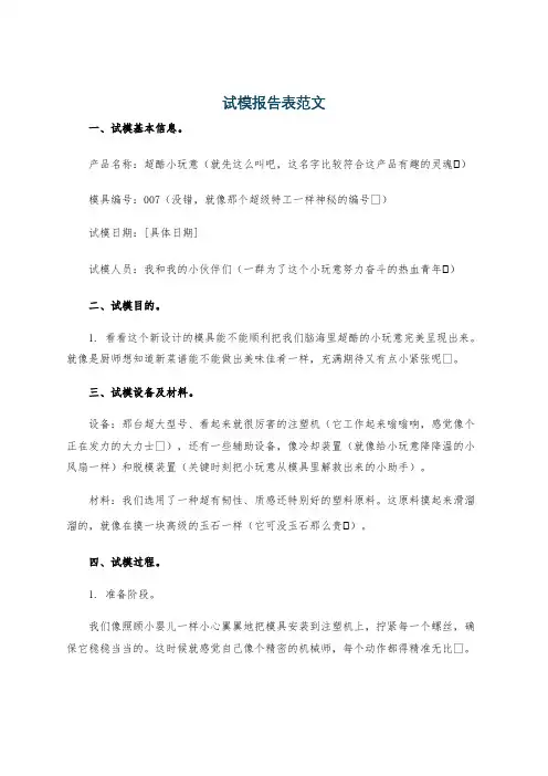 试模报告表范文