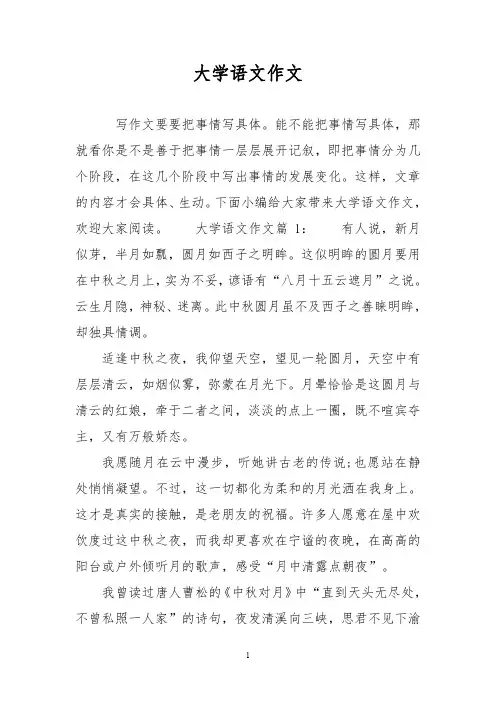 优秀作文：大学语文作文