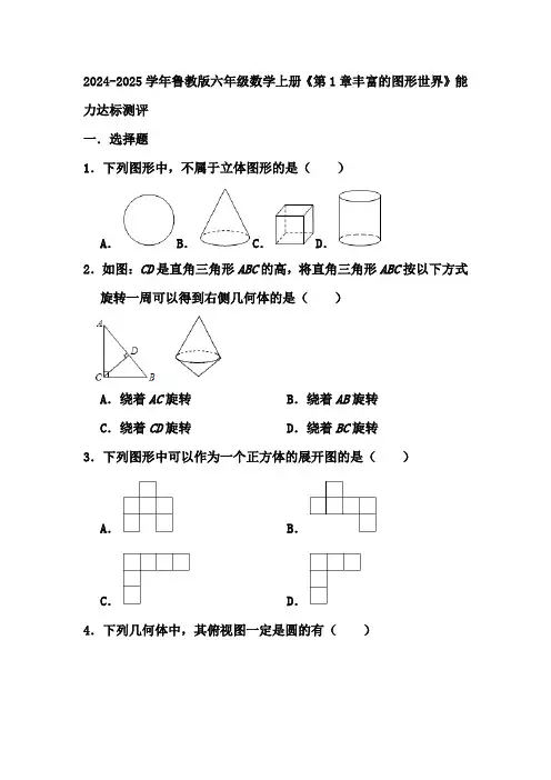 +第1章丰富的图形世界+能力达标测评+2024-—025学年鲁教版(五四制)数学六年级上册+
