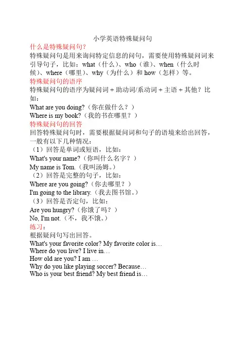 小学初中特殊疑问句总结