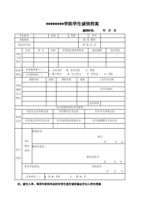 学生诚信档案