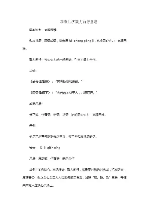 和衷共济戮力前行意思