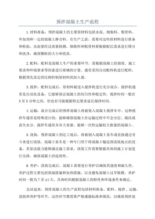 预拌混凝土生产流程