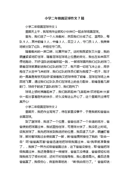 小学二年级踢足球作文7篇